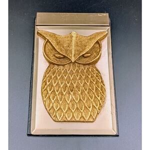 Vintage Owl Desk Paper Holder — Retro Brass